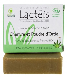 Savon Chanvre & poudre d'Ortie 40% lait d'ânesse - Domaine de Tamara - Lactéis