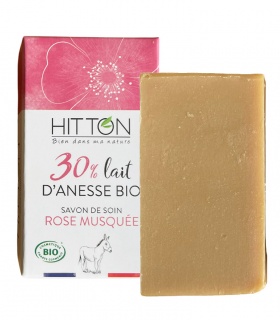 Savon à froid au lait d'anesse Bio Rose Musquée - La Ferme Hitton (Gers)