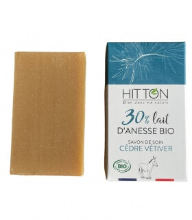 Savon à froid au lait d'anesse Bio Cedre Vétiver 100g - La Ferme de Hitton (Gers)