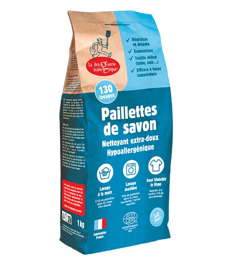Paillettes de savon Huiles 100% végétales - La droguerie Ecologique