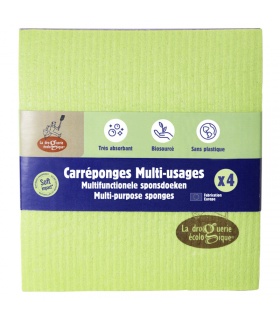 4 Carrés Eponges cellulose - La droguerie Ecologique