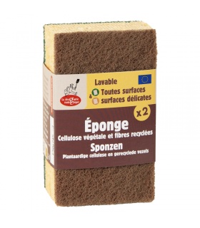2 Eponges grattantes verte et marron - Droguerie Ecologique