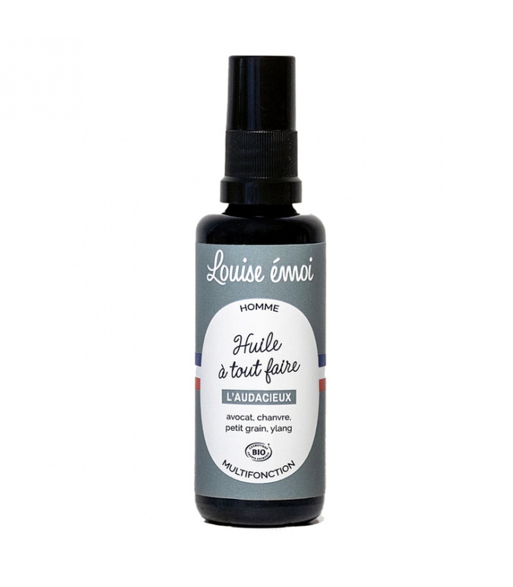 Huile de Soin Bio Homme Visage, Barbe et Cheveux L'Audacieux Louise Emoi