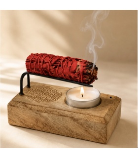 Porte Palo Santo, Sauge et Encens en Bois – Fleur de Vie